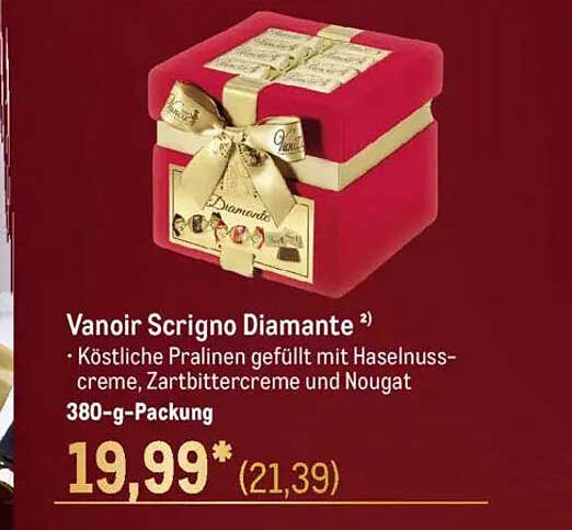 Vanoir Scrigno Diamante - Köstliche Pralinen gefüllt mit Haselnusscreme, Zartbittercreme und Nougat