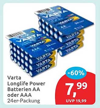 Varta Longlife Power Batterien AA oder AAA 24er-Packung