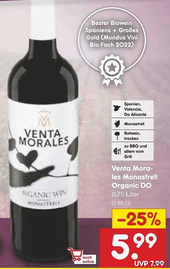 Venta Morales Monastrell Organic DO 0,75 Liter