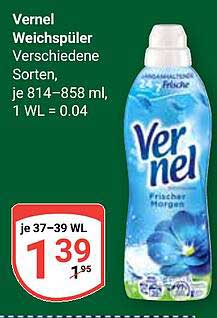 Vernel Weichspüler verschiedene Sorten, je 814–858 ml