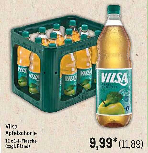 Vilsa Apfelschorle 12 x 1 l-Flasche (zzgl. Pfand)