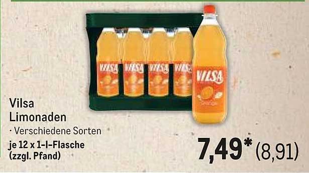 Vilsa Limonaden - Verschiedene Sorten je 12 x 1 l-Flasche (zzgl. Pfand)