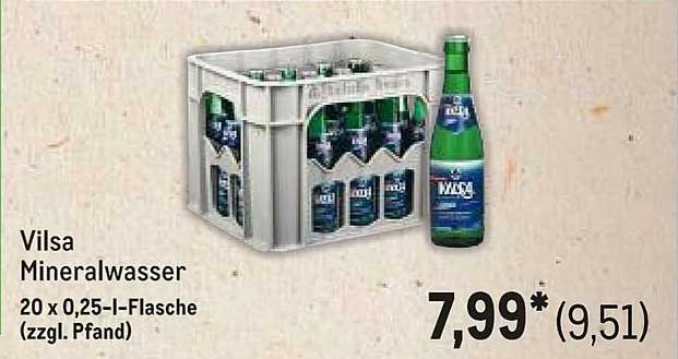 Vilsa Mineralwasser 20 x 0,25-l-Flasche (zzgl. Pfand)