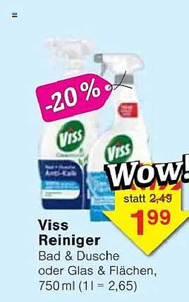 Viss Reiniger Bad & Dusche oder Glas & Flächen, 750 ml - jetzt nur 1,99 €