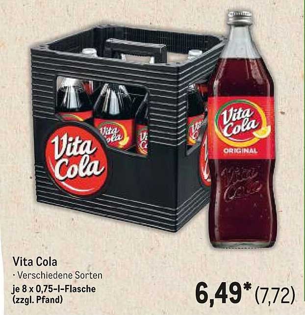 Vita Cola - Verschiedene Sorten je 8 x 0,75-l-Flasche (zzgl. Pfand)
