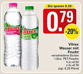 Vitrex Wasser mit Frucht 1,5L in verschiedenen Sorten