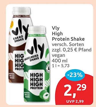 Vly High Protein Shake – Verschiedene Sorten
