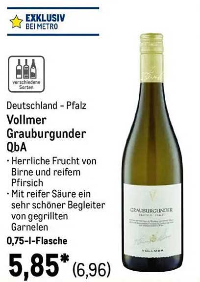 Vollmer Grauburgunder QbA - 0,75 l Flasche