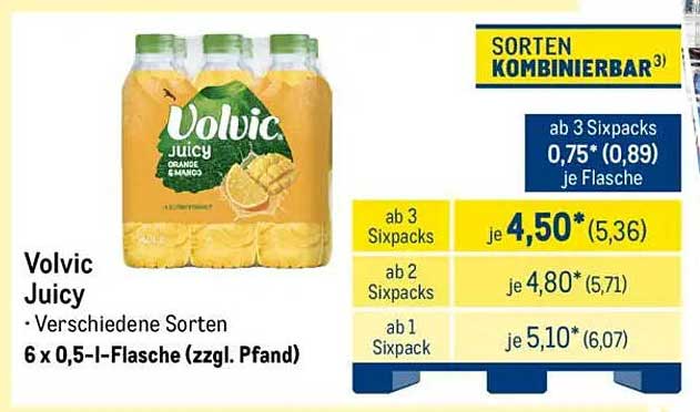 Volvic Juicy 6 x 0,5-l-Flasche – Verschiedene Sorten