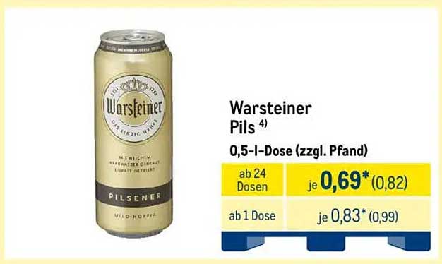 Warsteiner Pils 0,5-I-Dose (zzgl. Pfand)