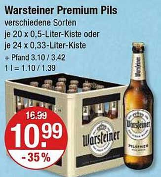 Warsteiner Premium Pils - 35% Rabatt auf verschiedene Sorten