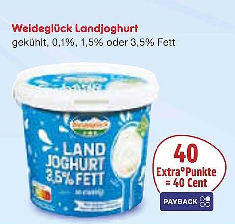 Weideglück Landjoghurt, gekühlt, 0,1%, 1,5% oder 3,5% Fett