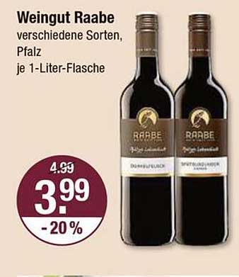 Weingut Raabe - verschiedene Sorten, Pfalz je 1-Liter-Flasche