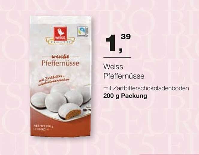 Weiss Pfeffernüsse mit Zartbitterschokoladenboden 200 g Packung