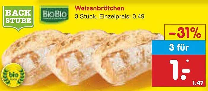 Weizenbrötchen - 3 Stück für nur 1,00 €!
