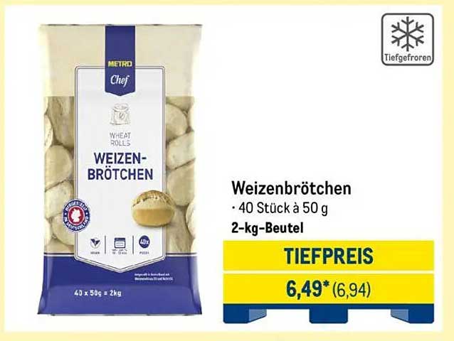 Weizenbrötchen - 40 Stück à 50 g, 2-kg-Beutel