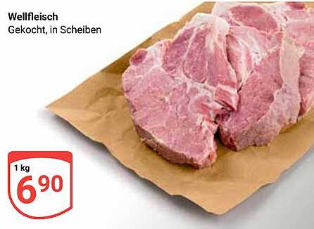 Wellfleisch, gekocht, in Scheiben