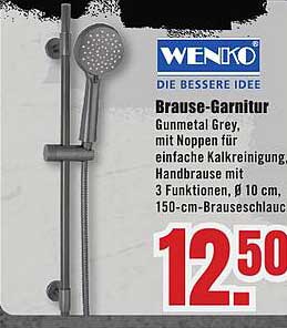 WENKO Brause-Garnitur Gunmetal Grey mit Noppen