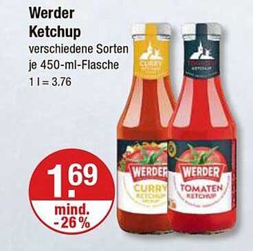 Werder Ketchup – verschiedene Sorten je 450-ml-Flasche