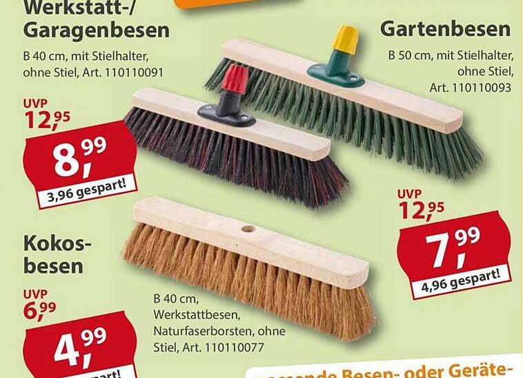 Werkstatt-/Garagenbesen und Gartenbesen