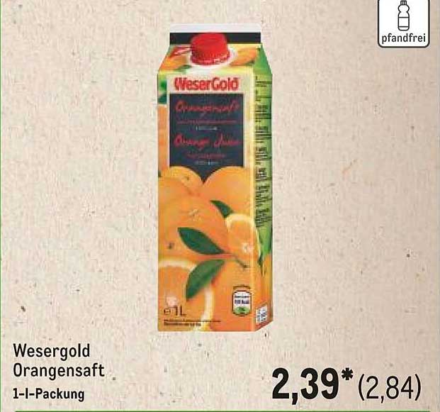 Wesergold Orangensaft 1-I-Packung
