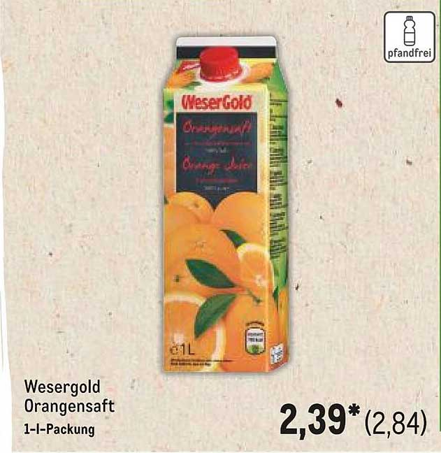 WeserGold Orangensaft 1-L-Packung