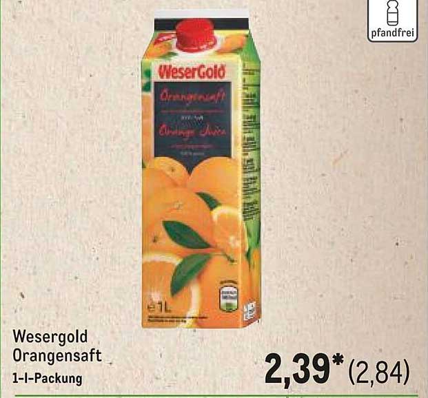 WeserGold Orangensaft 1-l-Packung