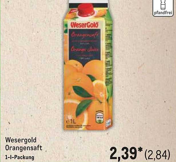 WeserGold Orangensaft 1-L-Packung
