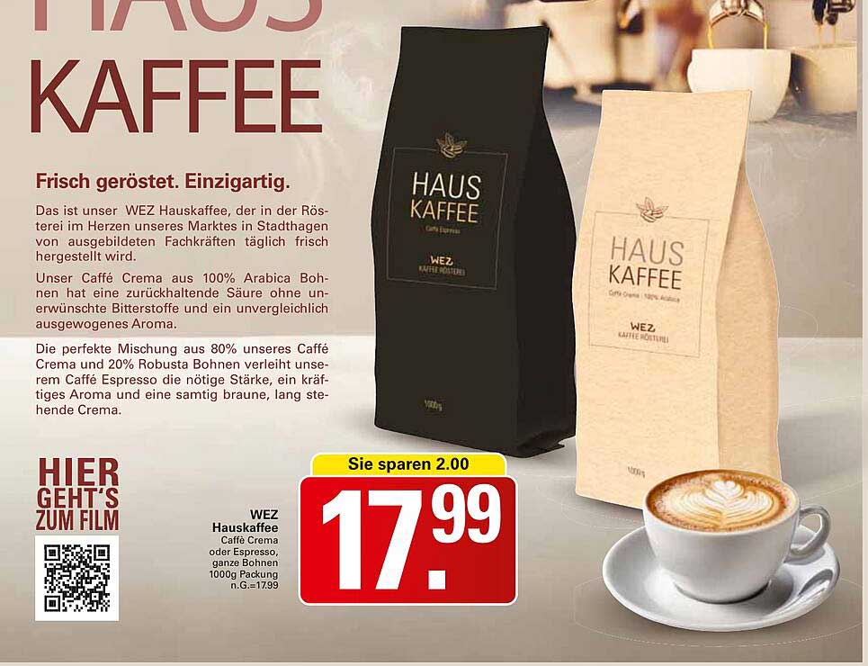 WEZ Hauskaffee Caffè Crema – 100% Arabica