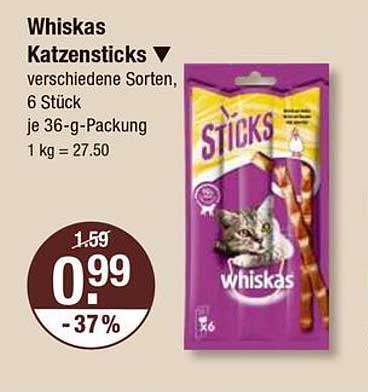Whiskas Katzensticks, verschiedene Sorten, 6 Stück