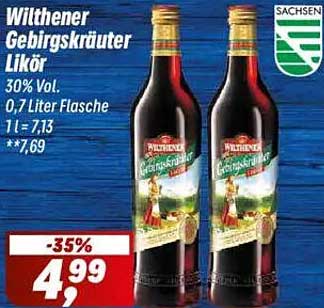 Wilthener Gebirgskräuter Likör 0,7 Liter