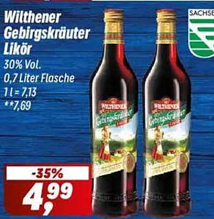 Wilthener Gebirgskräuter Likör 0,7 Liter Flasche