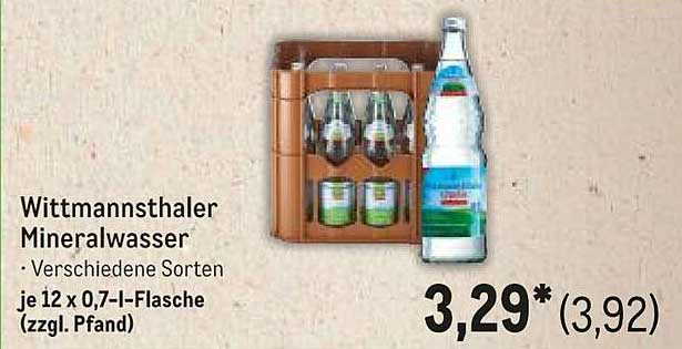 Wittmannsthaler Mineralwasser - Verschiedene Sorten