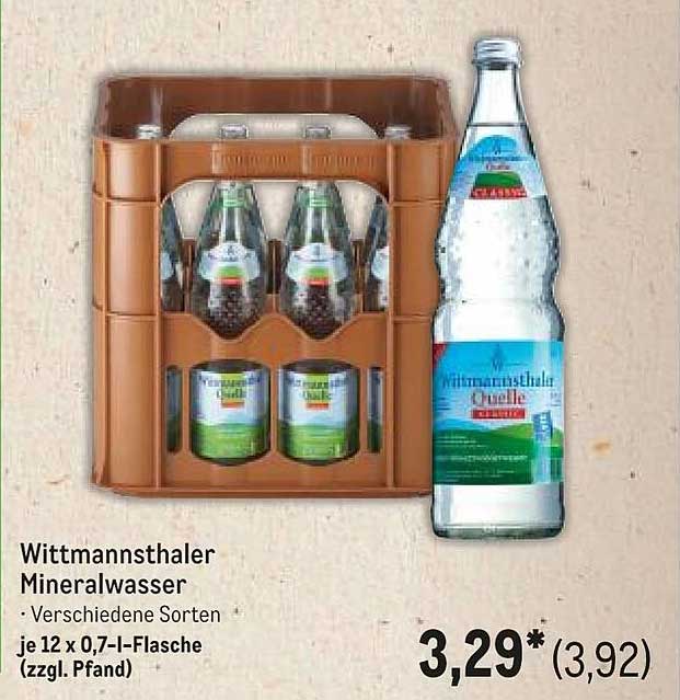 Wittmannsthaler Mineralwasser - Verschiedene Sorten