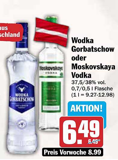 Wodka Gorbatschow oder Moskowskaya Vodka