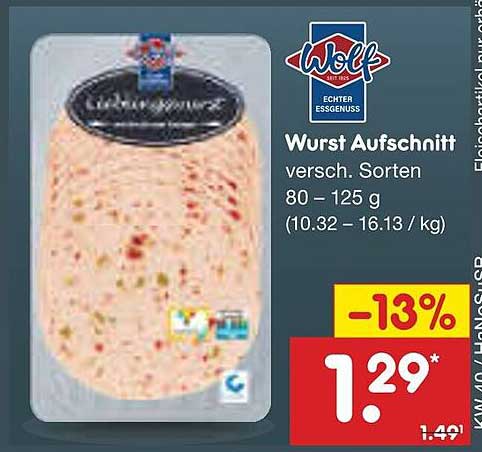 Wolf Wurst Aufschnitt - verschiedene Sorten