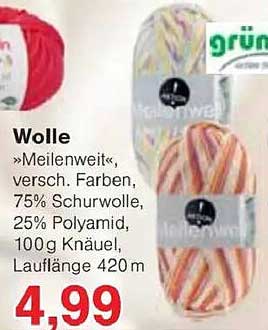 Wolle »Meilenweit«, verschiedene Farben, 100g Knäuel