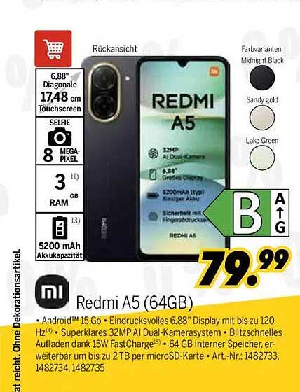 Xiaomi Redmi A5 (64GB) - Smartphone mit herausragenden features