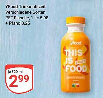 YFood Trinkmahlzeit, verschiedene Sorten, je 500 ml