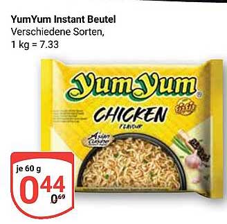 YumYum Instant Beutel - Verschiedene Sorten, 60 g nur 0,44 €