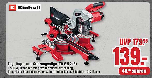Zug-, Kapp- und Gehrungssäge TC-SM 216