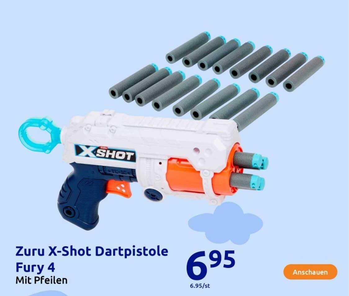 Zuru X-Shot Dartpistole Fury 4 mit Pfeilen