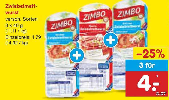 Zwiebelmett-Wurst - 3 x 40 g von ZIMBO