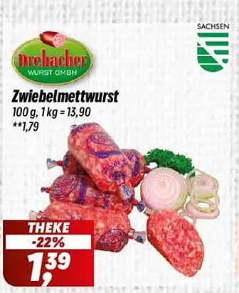 Zwiebelmettwurst von Drebacher - 100g für nur 1,39 €
