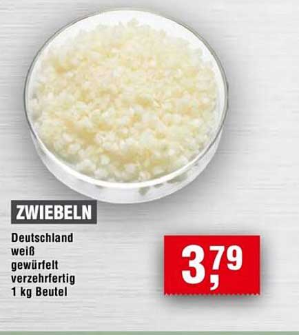 Zwiebeln - Deutschland weiß gewürfelt, 1 kg Beutel