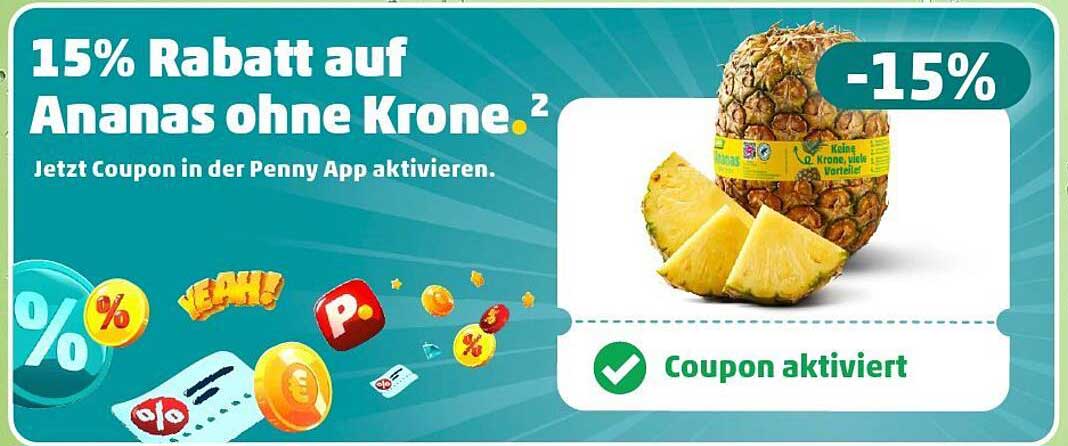 15% Rabatt auf Ananas ohne Krone