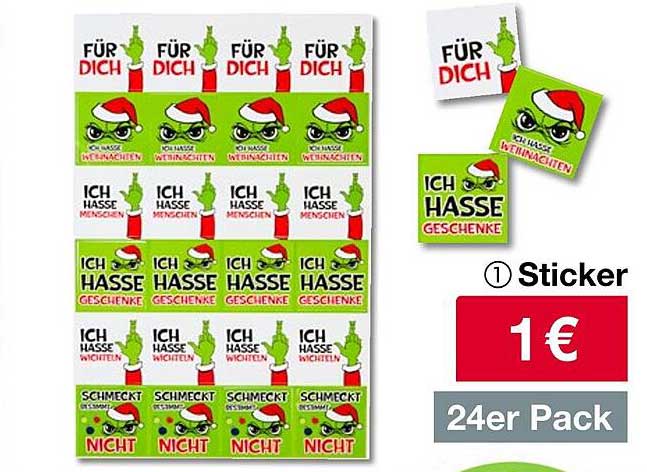 24er Pack Aufkleber für 1 €