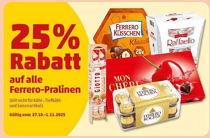 25% Rabatt auf alle Ferrero-Pralinen