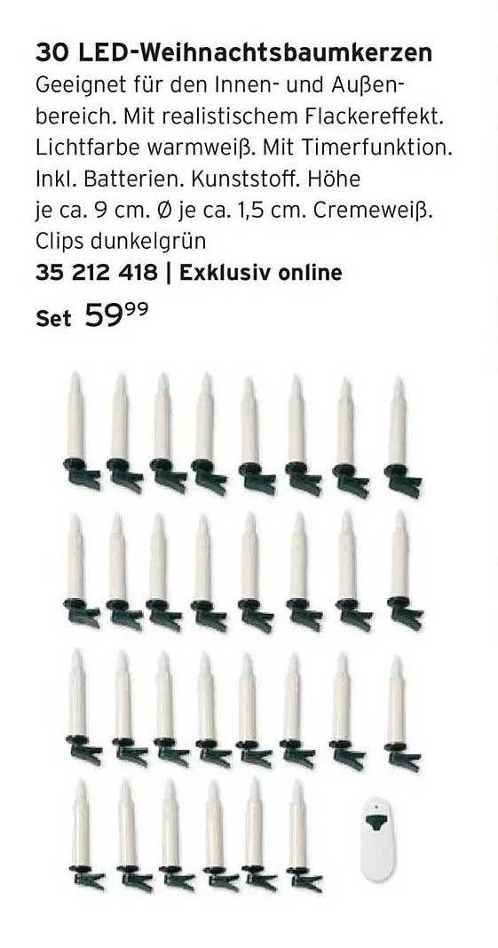 30 LED-Weihnachtsbaumkerzen