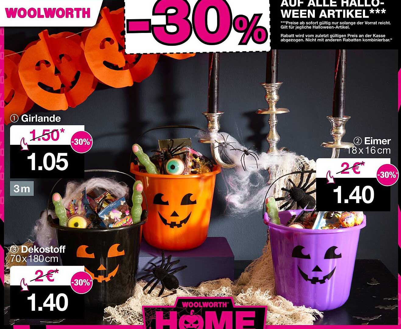 30% Rabatt auf alle Halloween Artikel bei Woolworth